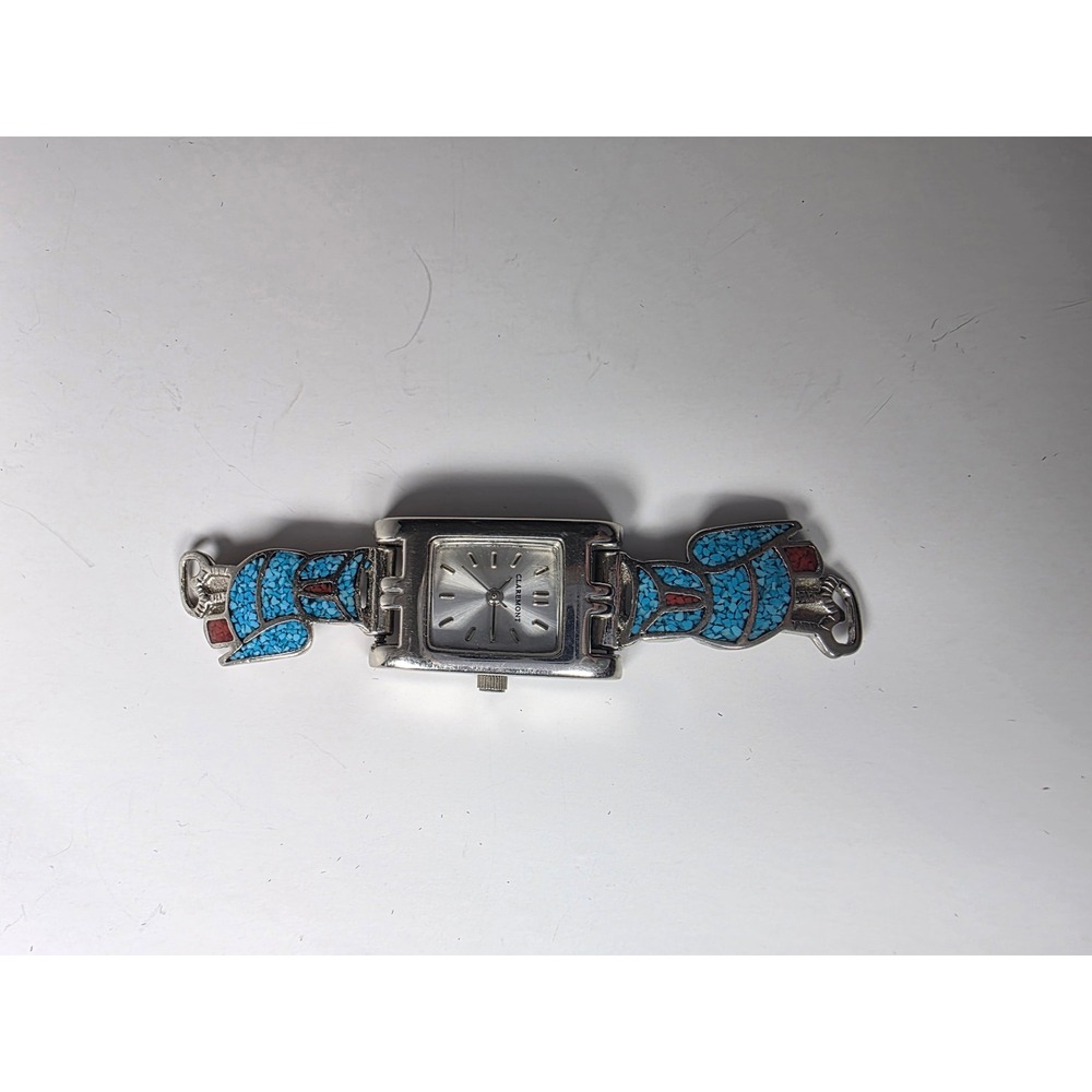 Vintage Claremont Southwestern Turquoise Mosaic Quartz Watch 56-064 Japan Movt
